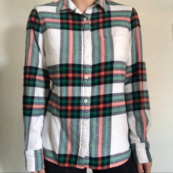 J. Crew Tops - 5/$25 J. Crew White Plaid Flannel